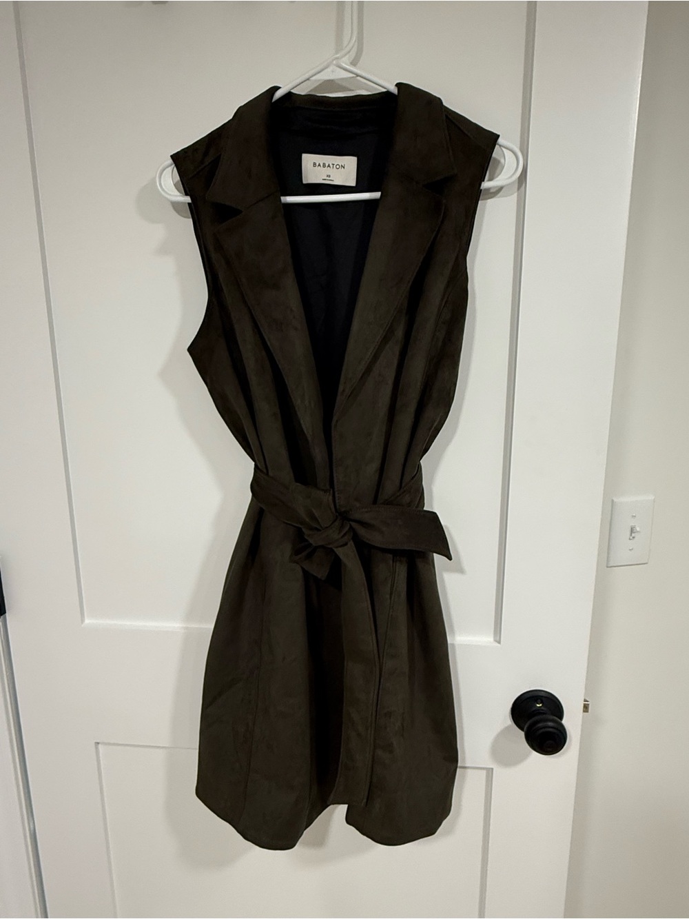 Babaton Olive Sleeveless Tie-Waist Trench Vest